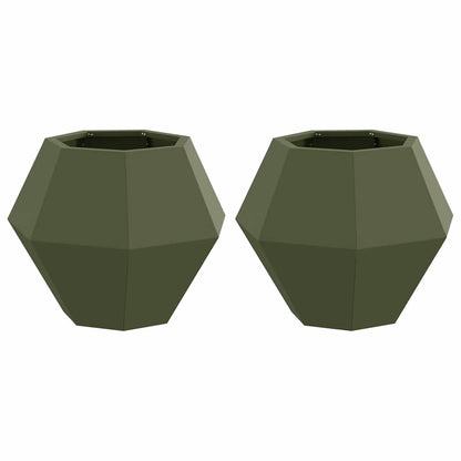 Planter 2 pcs Olive Green 50 x 50 x 40 cm Steel