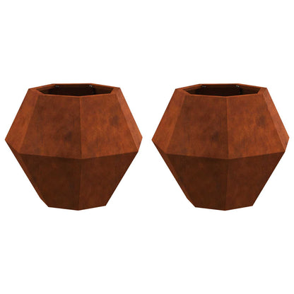 Planter 2 pcs Rusty 50 x 50 x 40 cm Weathering Steel