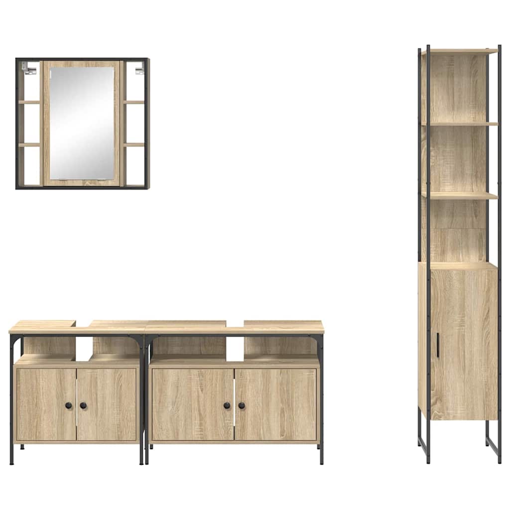 Bathroom Furniture Set 4 pcs Sonoma Oak Engineered Wood