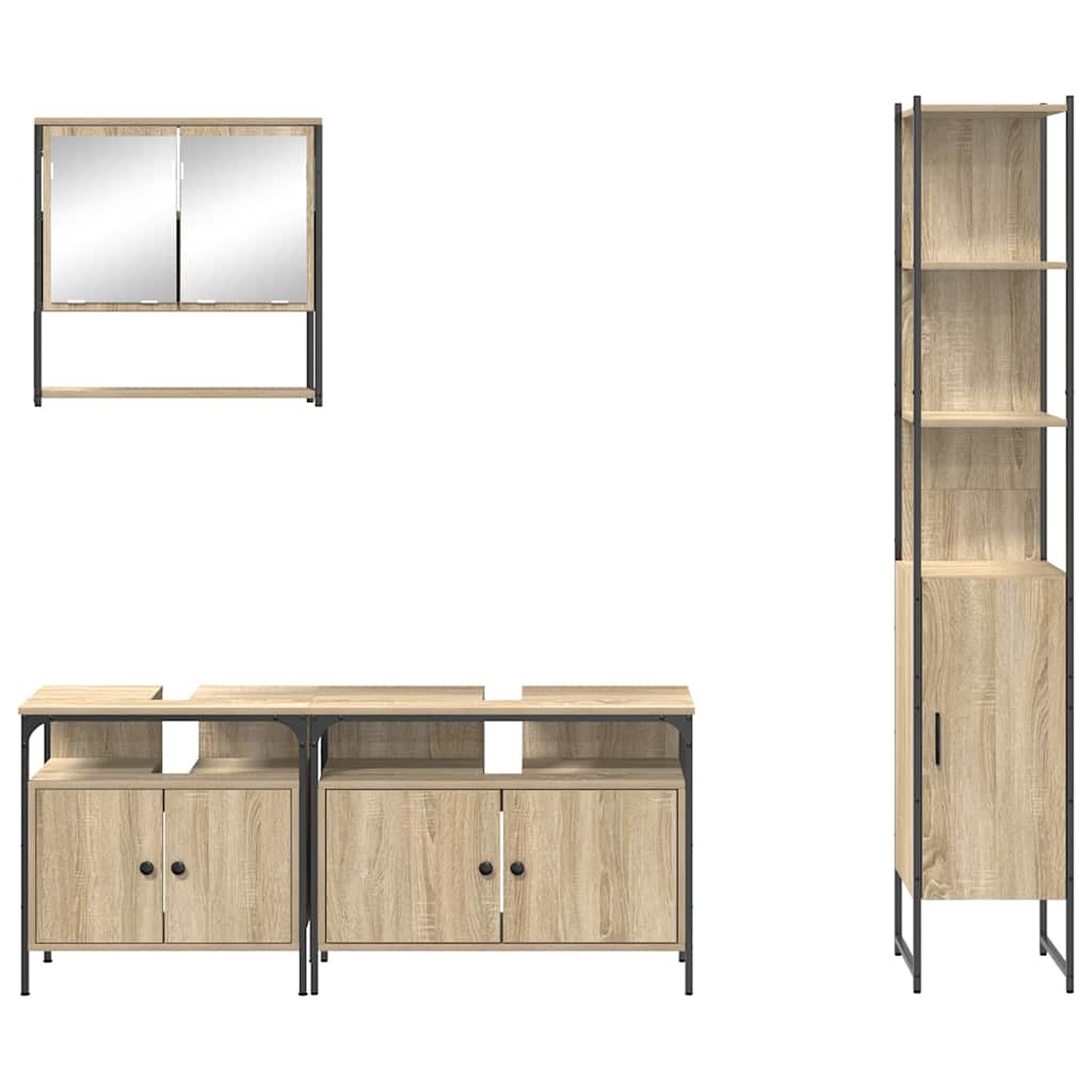 Bathroom Furniture Set 4 pcs Sonoma Oak Engineered Wood