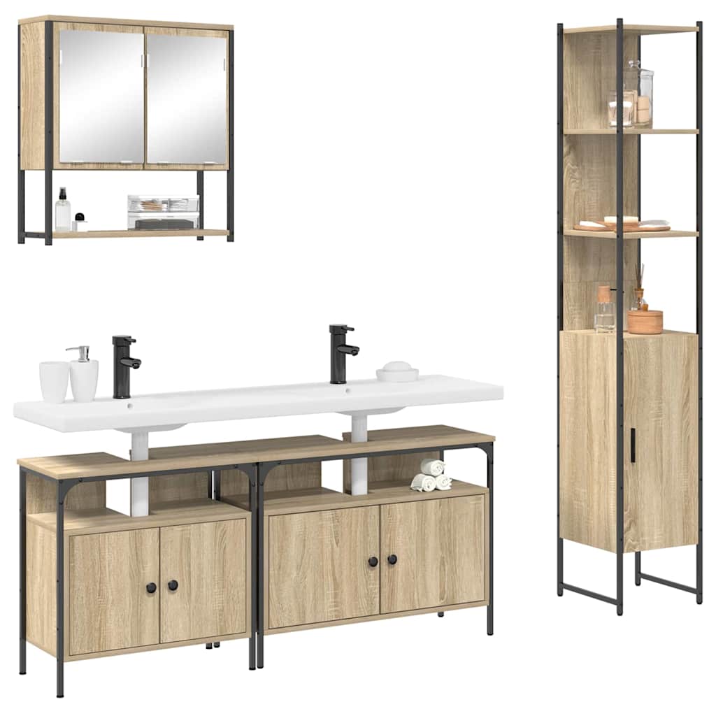 Bathroom Furniture Set 4 pcs Sonoma Oak Engineered Wood