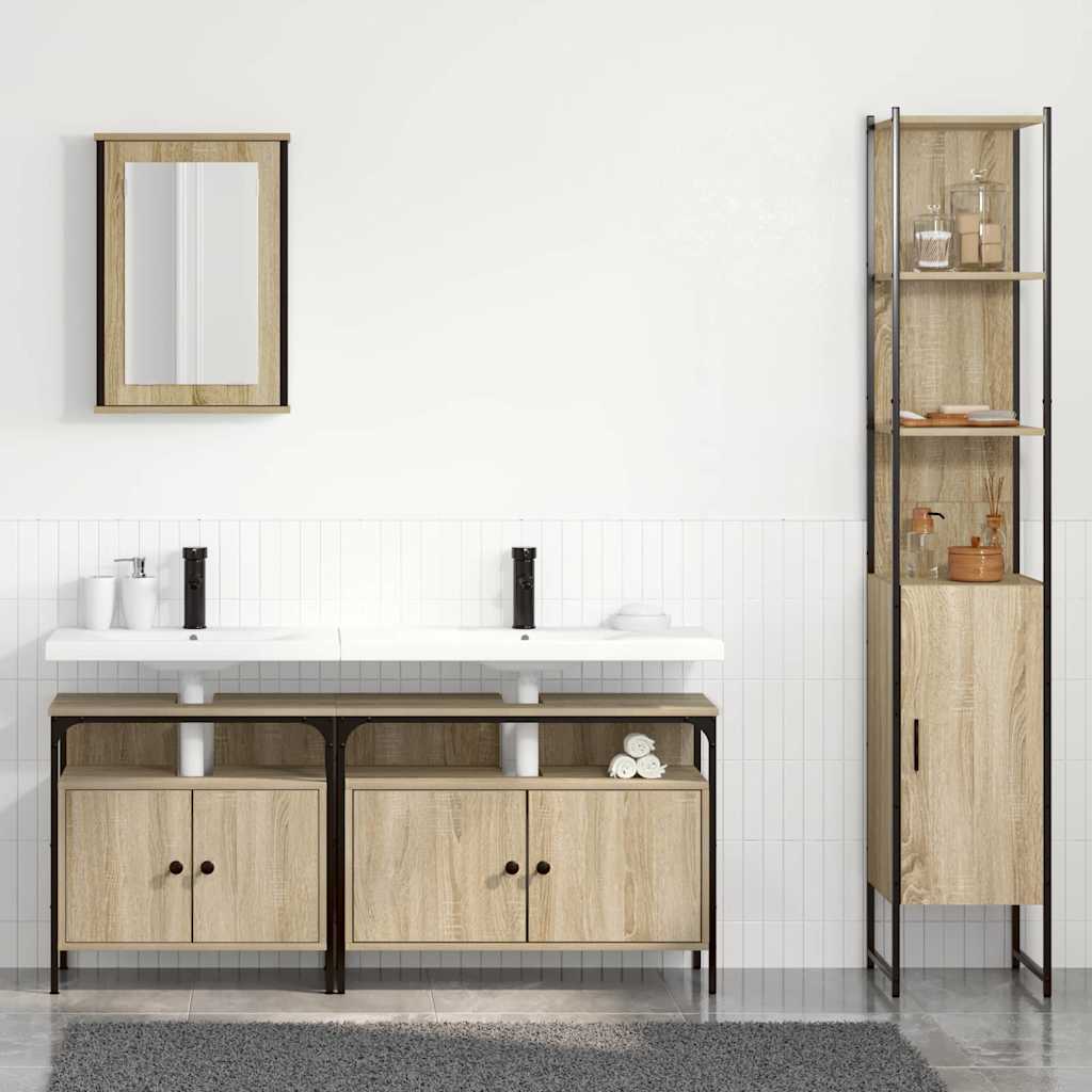Bathroom Furniture Set 4 pcs Sonoma Oak Engineered Wood