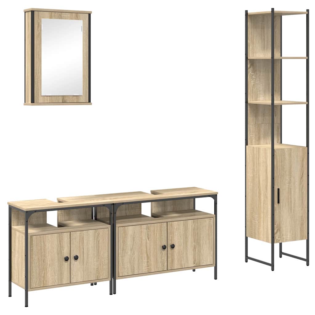 Bathroom Furniture Set 4 pcs Sonoma Oak Engineered Wood