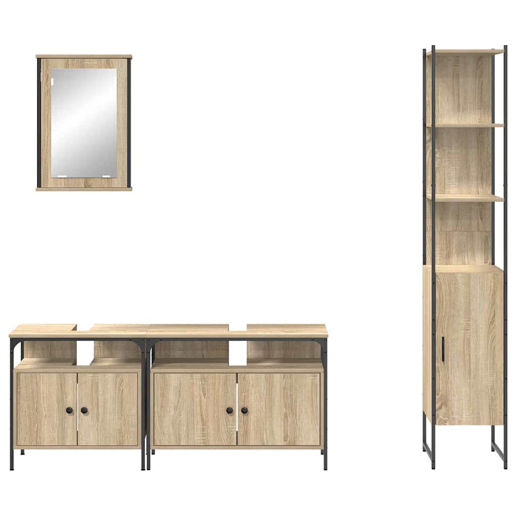 Bathroom Furniture Set 4 pcs Sonoma Oak Engineered Wood