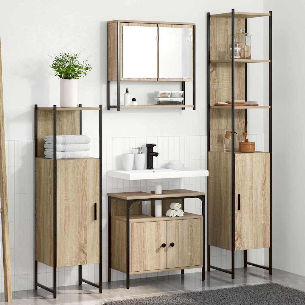 Bathroom Furniture Set 4 pcs Sonoma Oak Engineered Wood