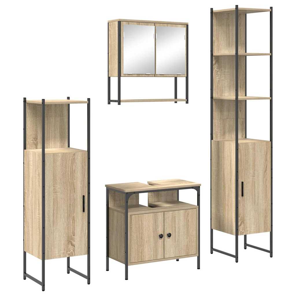 Bathroom Furniture Set 4 pcs Sonoma Oak Engineered Wood