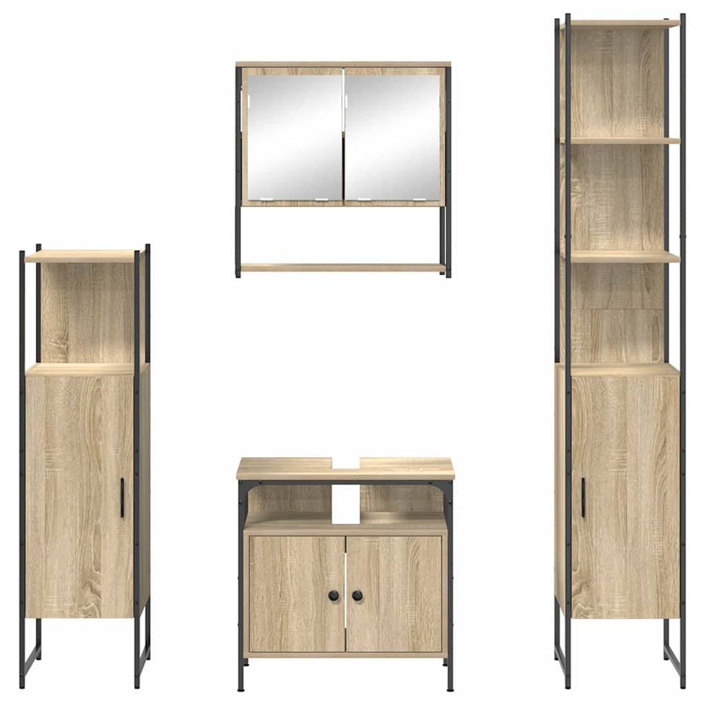 Bathroom Furniture Set 4 pcs Sonoma Oak Engineered Wood