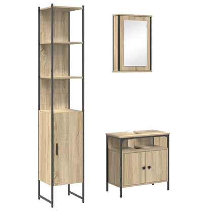 Bathroom Furniture Set 3 pcs Sonoma Oak Engineered Wood