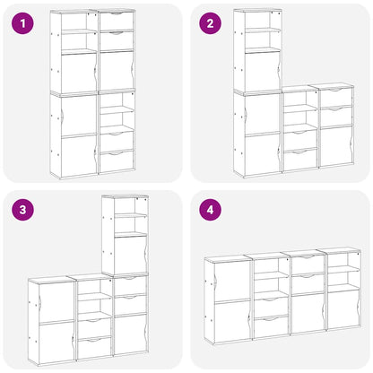 Side Cabinets 4 pcs "ODDA" 40x24x79 cm Solid Wood Pine