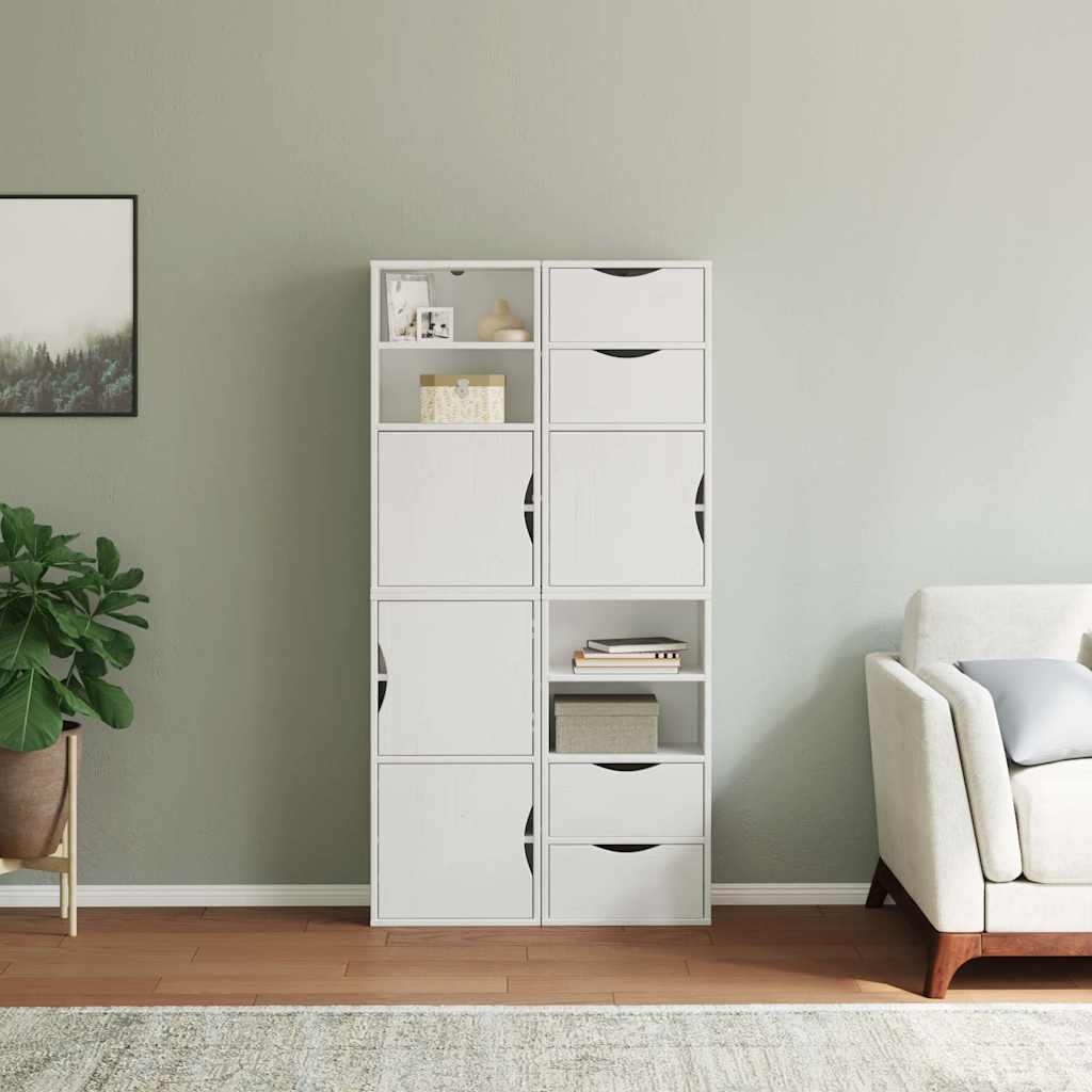 Side Cabinets 4 pcs "ODDA" White 40x24x79 cm Solid Wood Pine