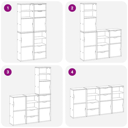Side Cabinets 4 pcs "ODDA" White 40x24x79 cm Solid Wood Pine