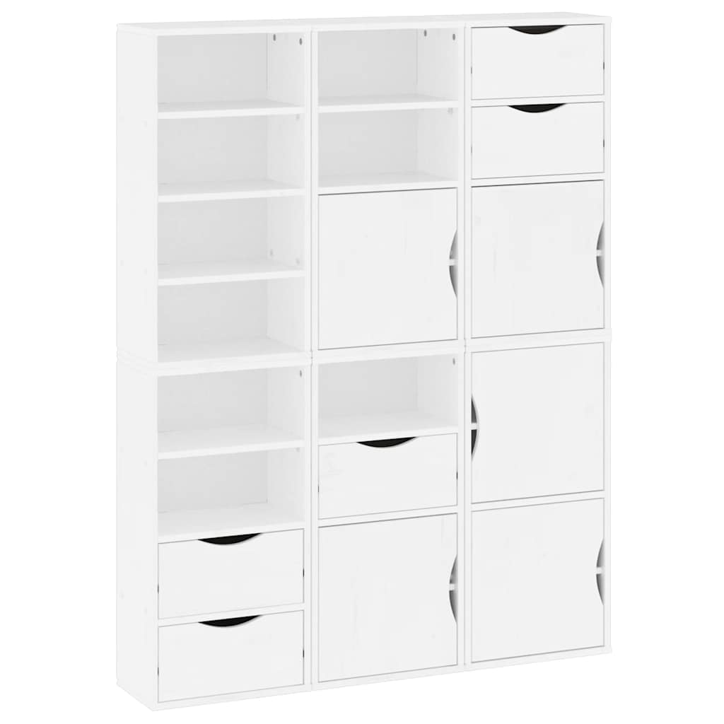 Side Cabinets 6 pcs "ODDA" White 40x24x79 cm Solid Wood Pine