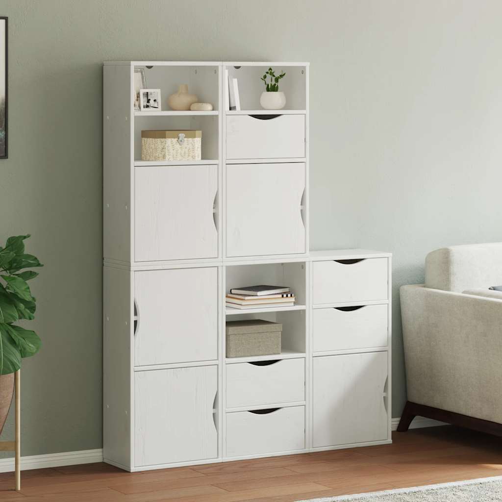 Side Cabinets 5 pcs "ODDA" White 40x24x79 cm Solid Wood Pine