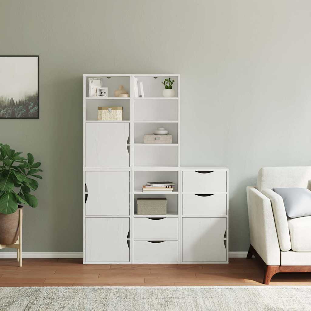 Side Cabinets 5 pcs "ODDA" White 40x24x79 cm Solid Wood Pine