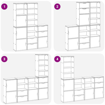 Side Cabinets 5 pcs "ODDA" White 40x24x79 cm Solid Wood Pine