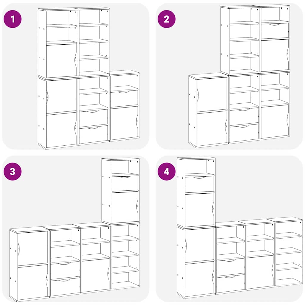 Side Cabinets 5 pcs "ODDA" 40x24x79 cm Solid Wood Pine
