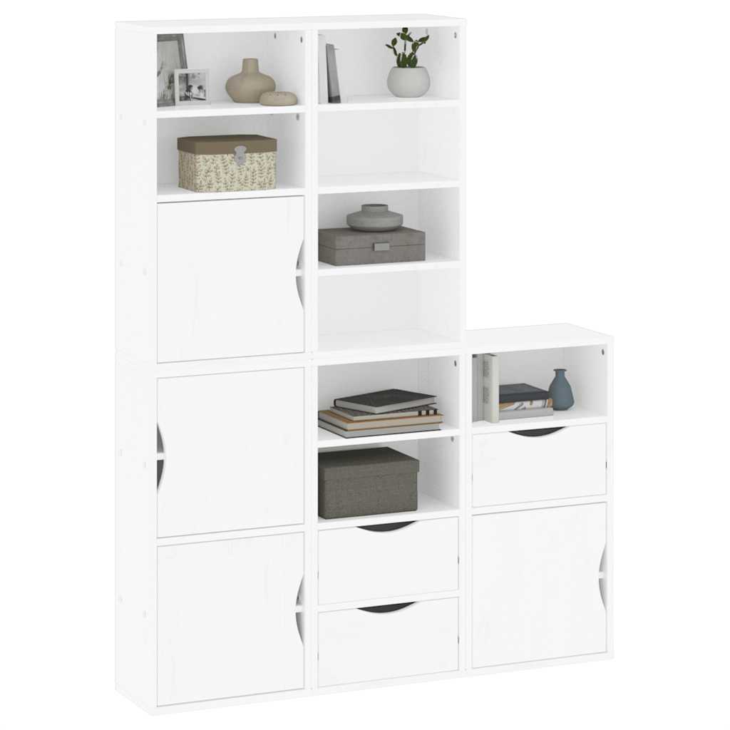 Side Cabinets 5 pcs "ODDA" White 40x24x79 cm Solid Wood Pine