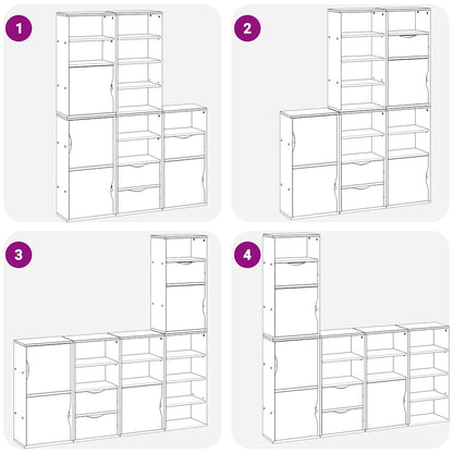 Side Cabinets 5 pcs "ODDA" White 40x24x79 cm Solid Wood Pine