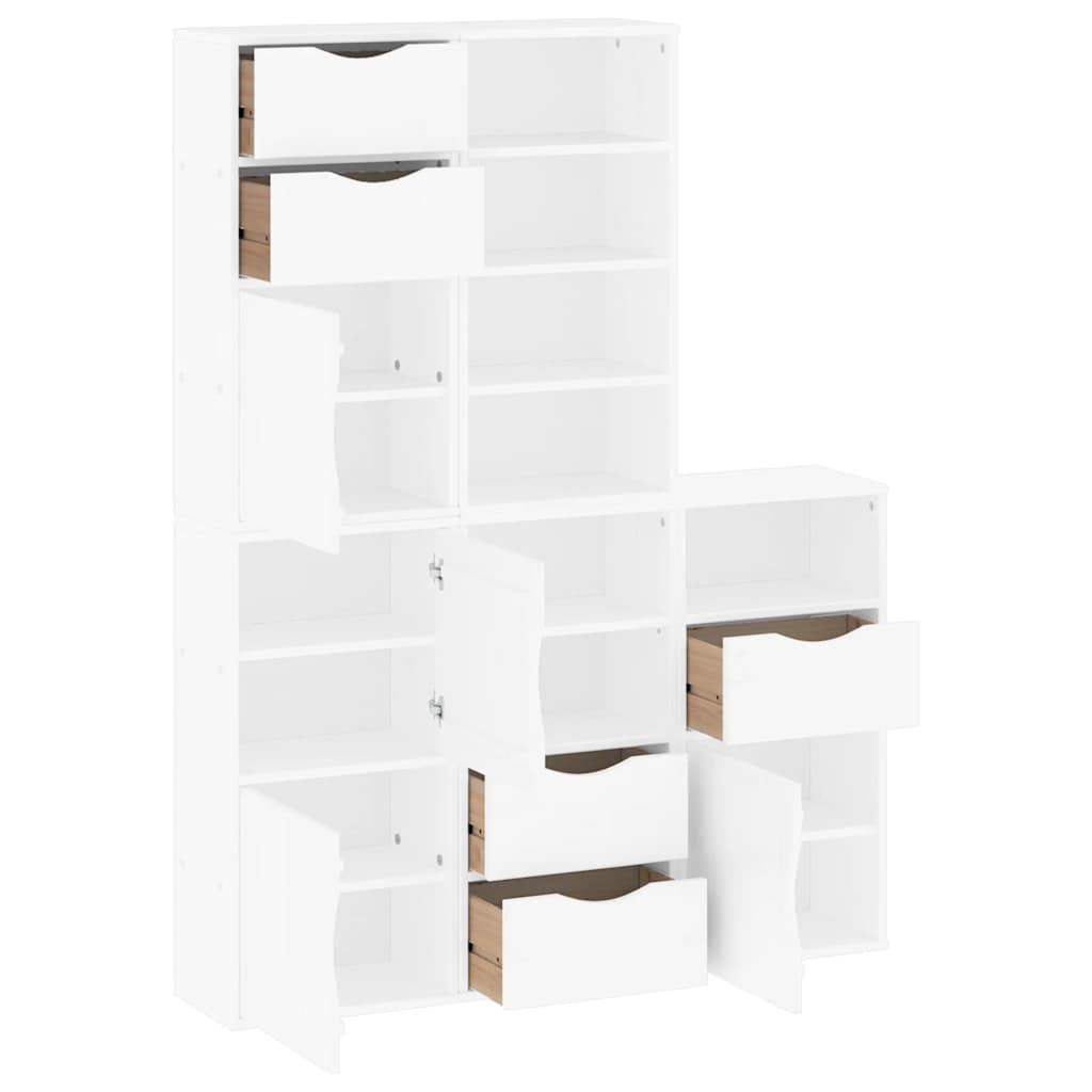 Side Cabinets 5 pcs "ODDA" White 40x24x79 cm Solid Wood Pine