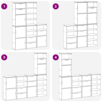 Side Cabinets 5 pcs ODDA White 40x24x79 cm Solid Wood Pine