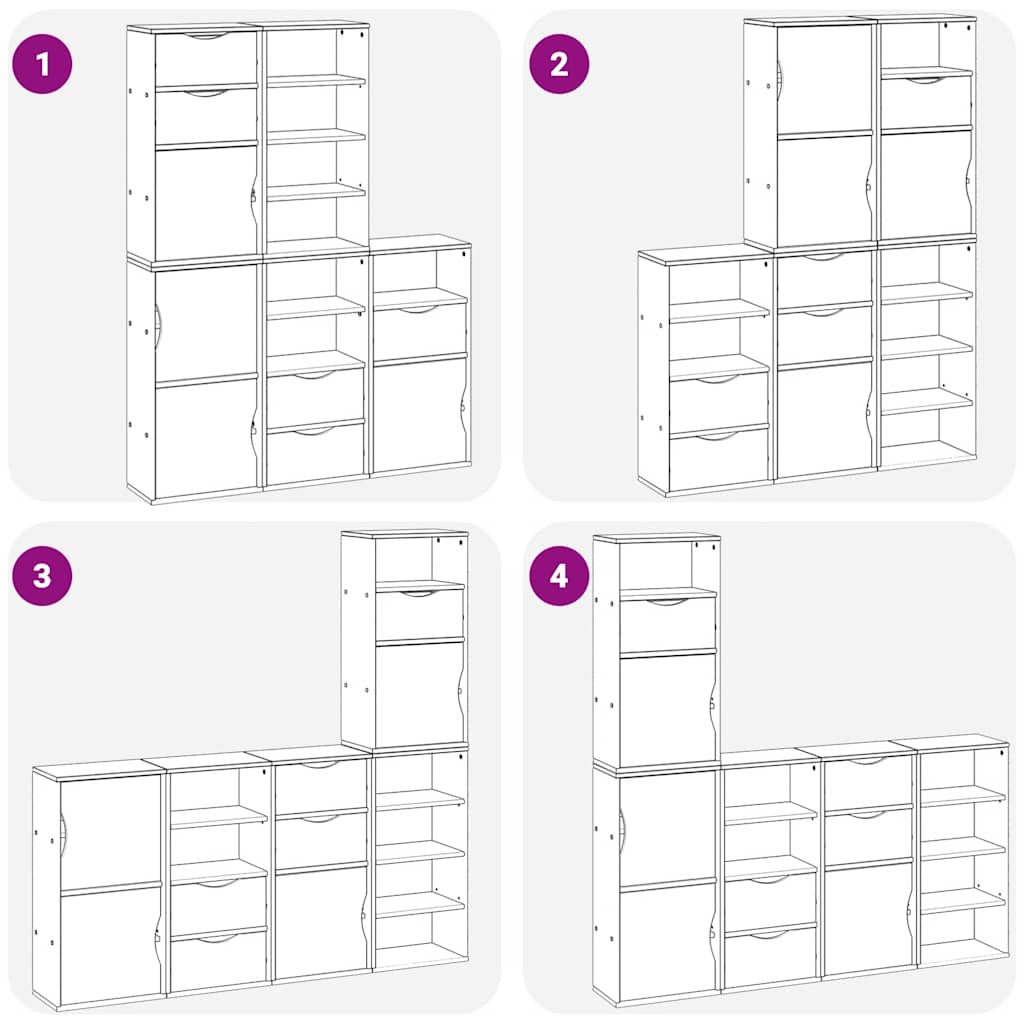 Side Cabinets 5 pcs "ODDA" White 40x24x79 cm Solid Wood Pine