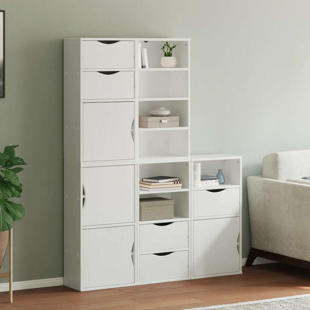 Side Cabinets 5 pcs ODDA White 40x24x79 cm Solid Wood Pine