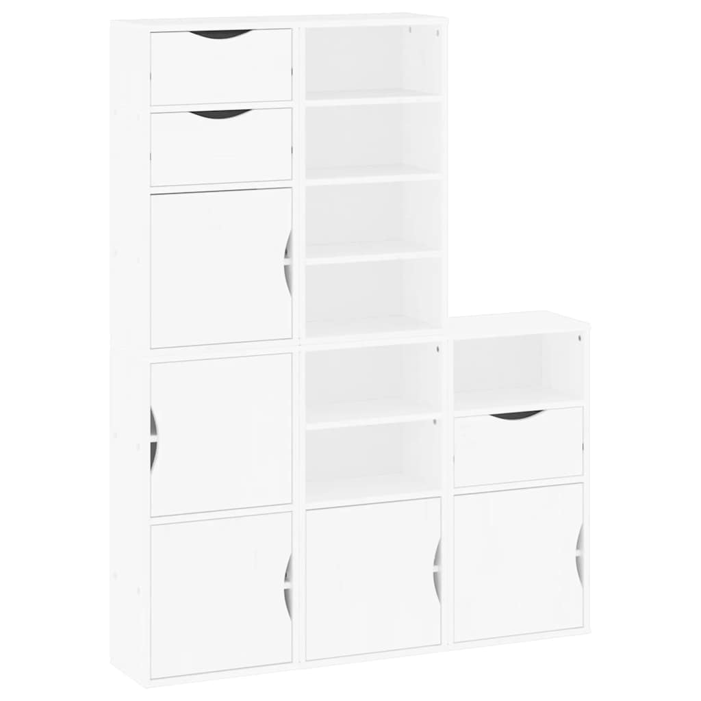 Side Cabinets 5 pcs "ODDA" White 40x24x79 cm Solid Wood Pine