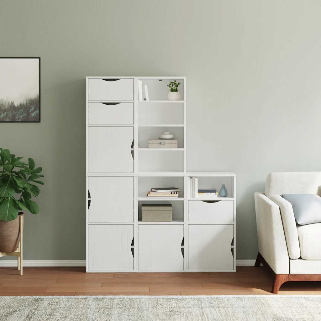 Side Cabinets 5 pcs "ODDA" White 40x24x79 cm Solid Wood Pine