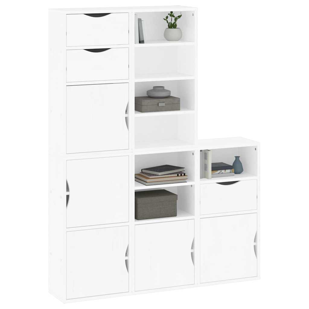 Side Cabinets 5 pcs "ODDA" White 40x24x79 cm Solid Wood Pine