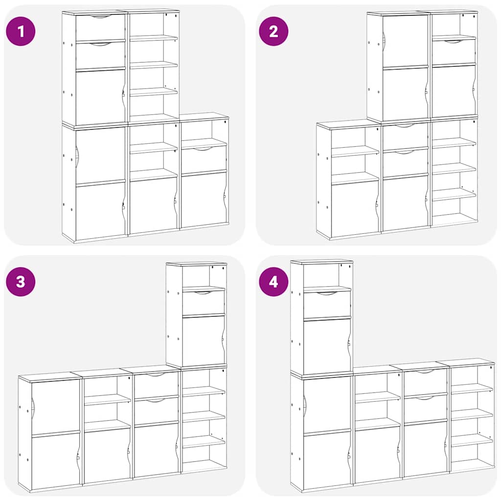 Side Cabinets 5 pcs ODDA White 40x24x79 cm Solid Wood Pine