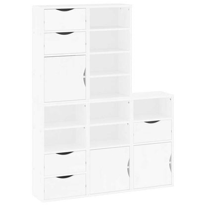 Side Cabinets 5 pcs "ODDA" White 40x24x79 cm Solid Wood Pine