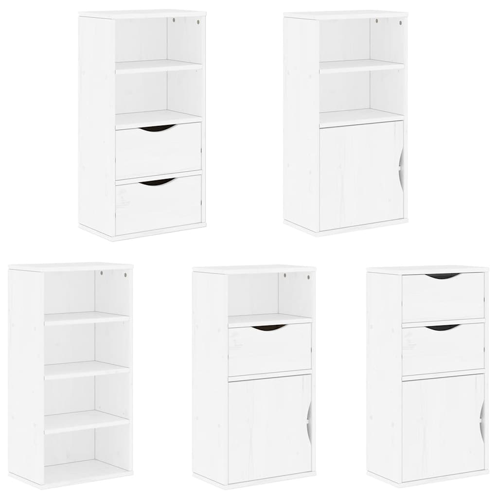 Side Cabinets 5 pcs "ODDA" White 40x24x79 cm Solid Wood Pine