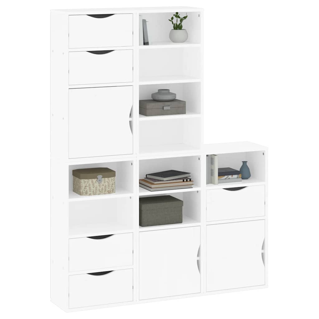 Side Cabinets 5 pcs "ODDA" White 40x24x79 cm Solid Wood Pine