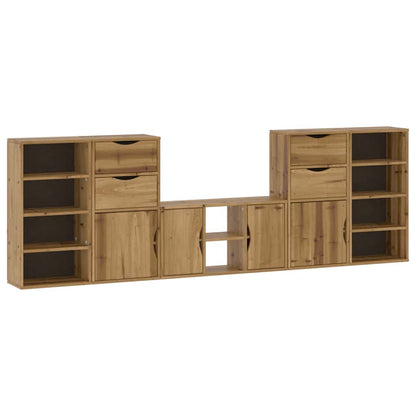 5 Piece TV Units with Storage "ODDA" Solid Wood Pine