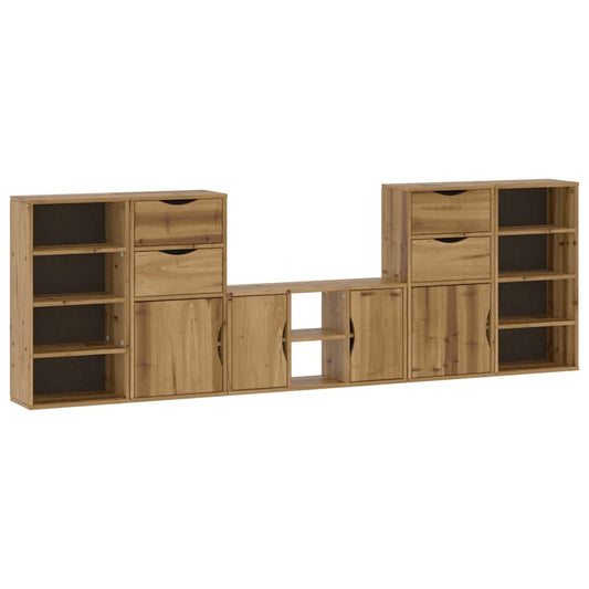 5 Piece TV Units with Storage "ODDA" Solid Wood Pine