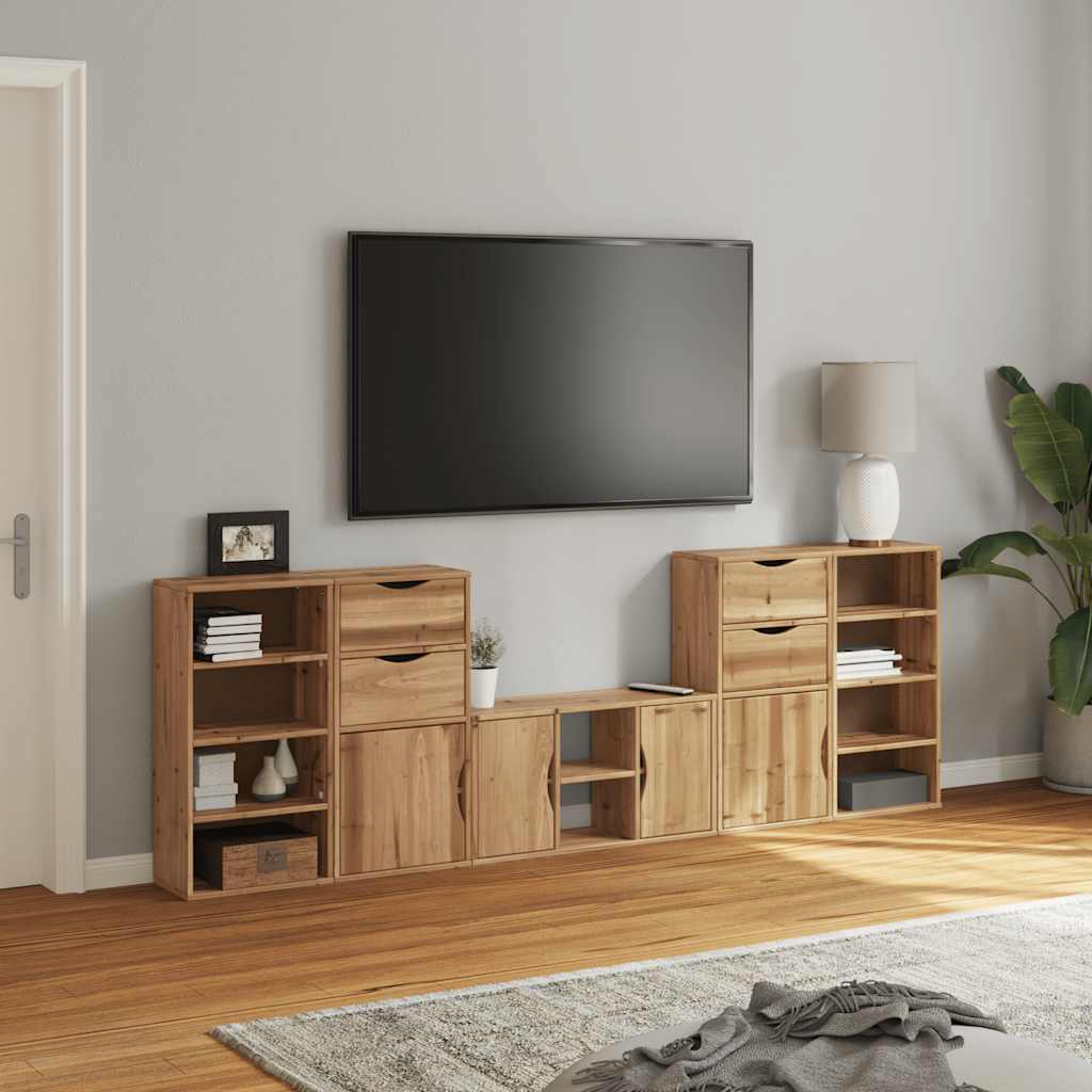 5 Piece TV Units with Storage "ODDA" Solid Wood Pine
