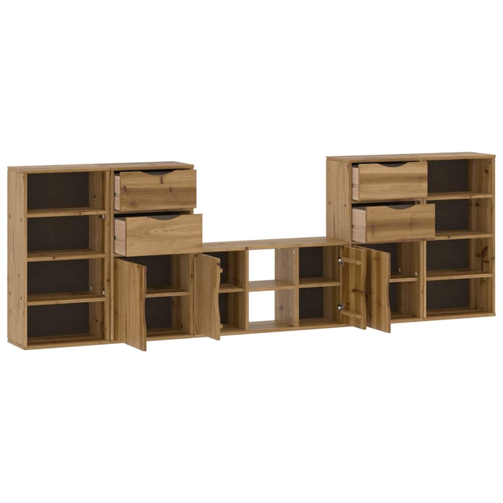 5 Piece TV Units with Storage "ODDA" Solid Wood Pine