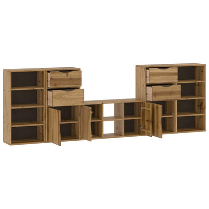5 Piece TV Units with Storage "ODDA" Solid Wood Pine