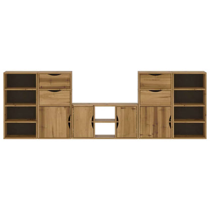 5 Piece TV Units with Storage "ODDA" Solid Wood Pine