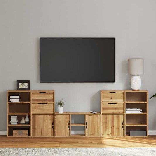 5 Piece TV Units with Storage "ODDA" Solid Wood Pine