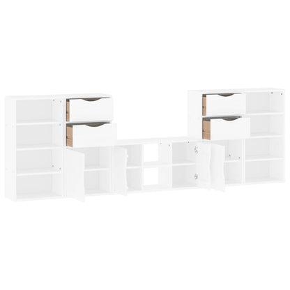 5 Piece TV Units with Storage "ODDA" White Solid Wood Pine