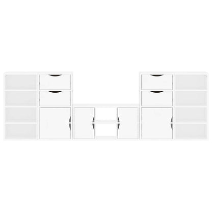 5 Piece TV Units with Storage "ODDA" White Solid Wood Pine