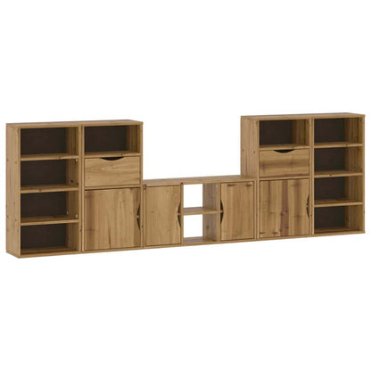 5 Piece TV Units with Storage "ODDA" Solid Wood Pine