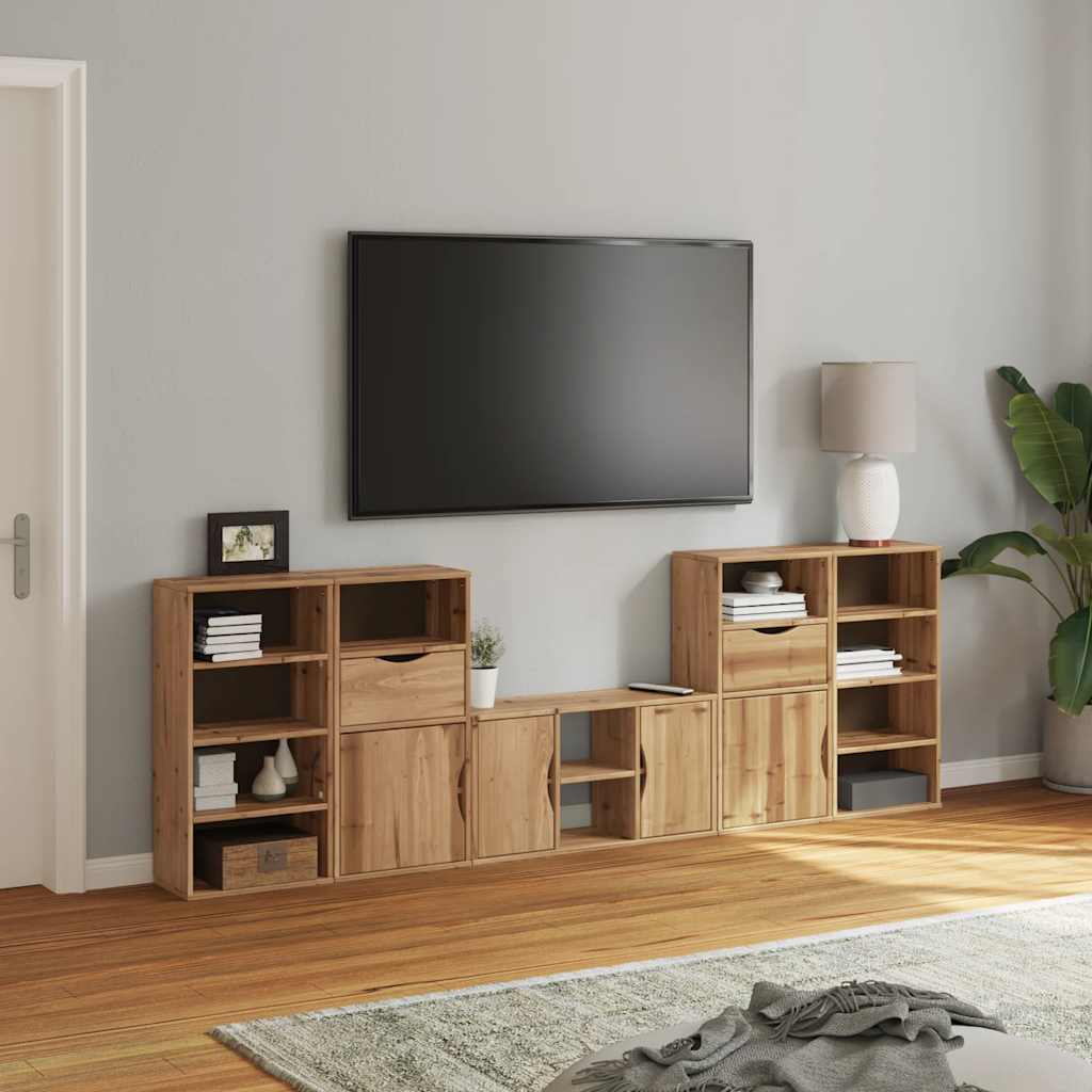 5 Piece TV Units with Storage "ODDA" Solid Wood Pine