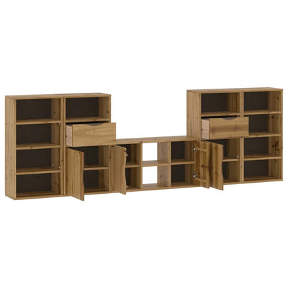 5 Piece TV Units with Storage "ODDA" Solid Wood Pine