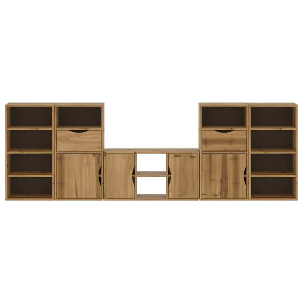 5 Piece TV Units with Storage "ODDA" Solid Wood Pine