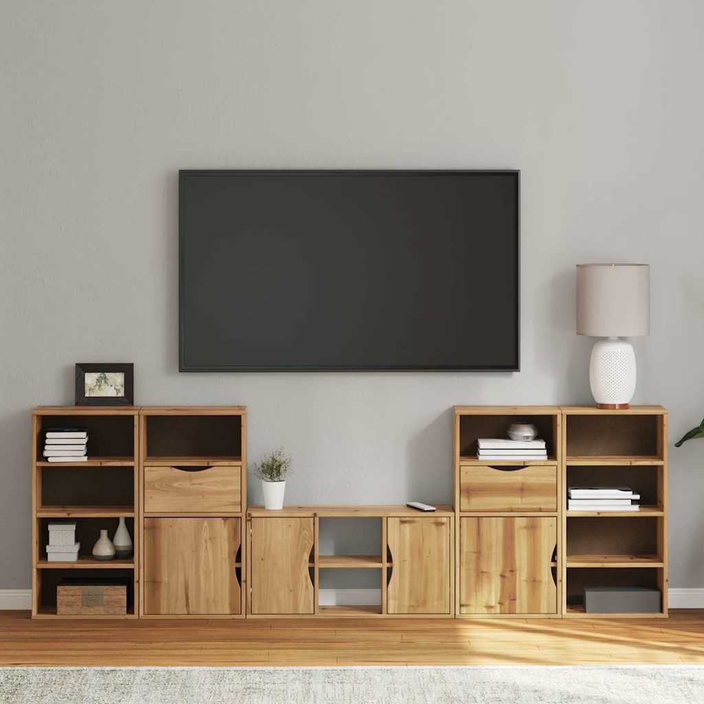 5 Piece TV Units with Storage "ODDA" Solid Wood Pine