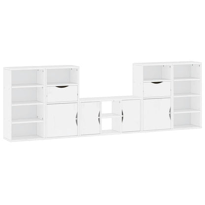 5 Piece TV Units with Storage "ODDA" White Solid Wood Pine