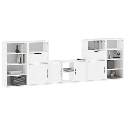 5 Piece TV Units with Storage "ODDA" White Solid Wood Pine