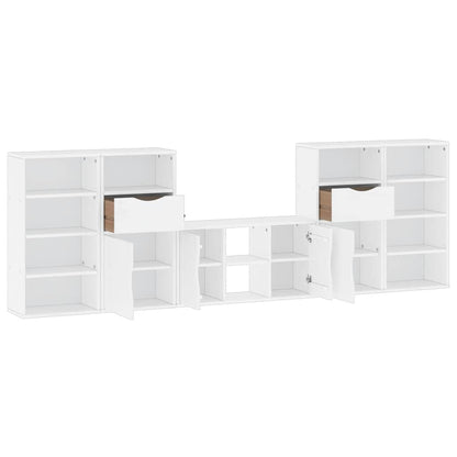 5 Piece TV Units with Storage "ODDA" White Solid Wood Pine